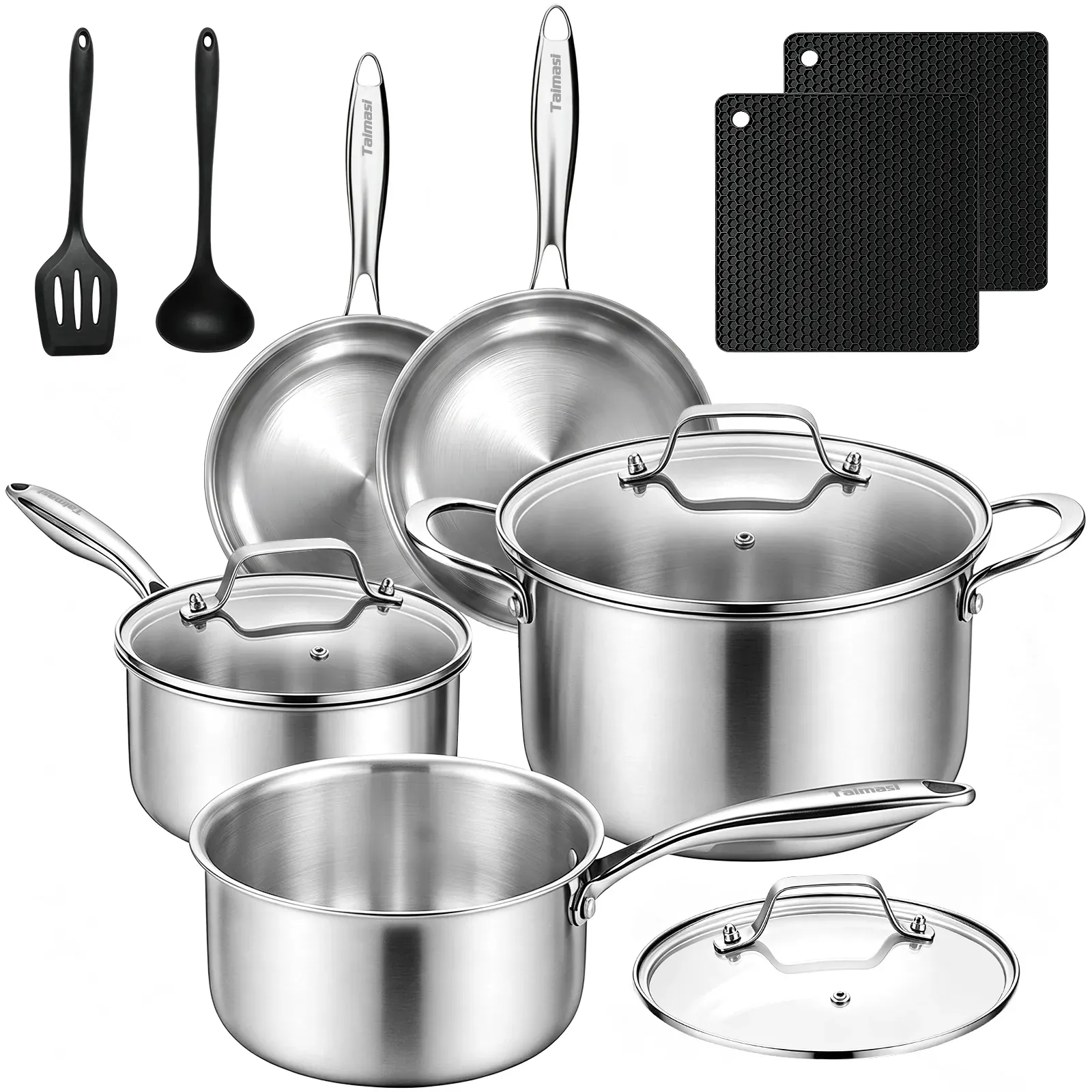 12-Piece Tri-Ply Stainless Steel Cookware Set, Induction and Oven Safe